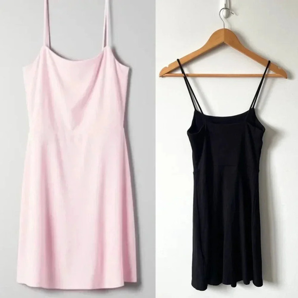 Aritzia Wilfred Free Addy Ribbed Knit  Skinny Strap Mini Dress Black Sz Small - Picture 1 of 6